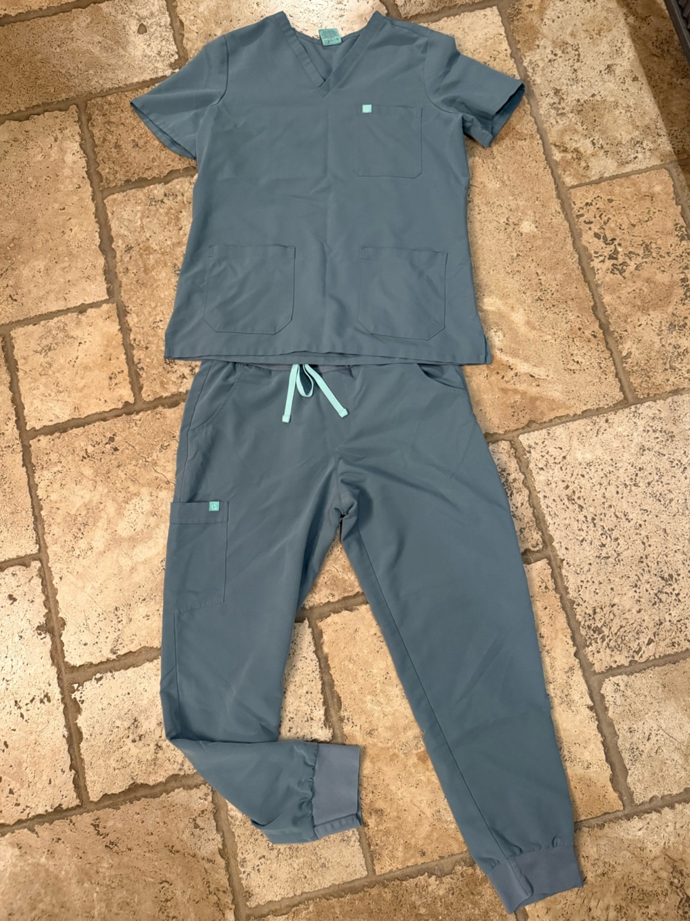 Women's Slate Blue Garde-Malade Drawstring Jogger Matching Scrub Set